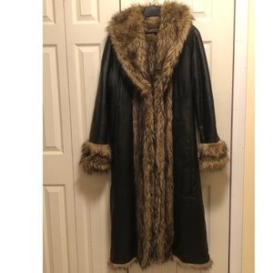 Reversible Vintage Black Leather and Fur Duster